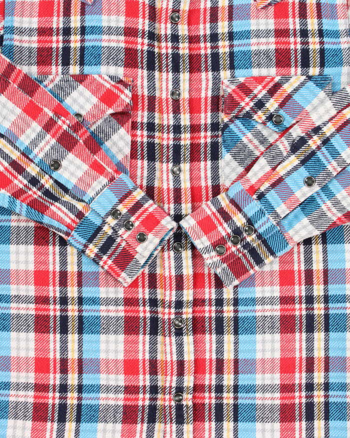 Vintage Y2K 00s Lee Japan Western Plaid Snap Button Long Sleeve Flannel Shirt - M
