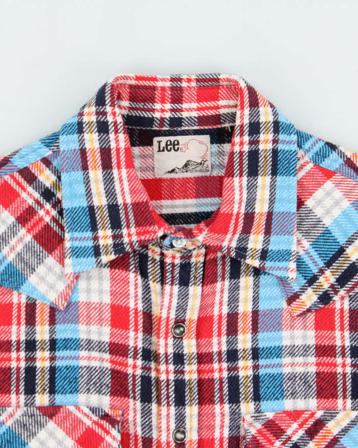 Vintage Y2K 00s Lee Japan Western Plaid Snap Button Long Sleeve Flannel Shirt - M