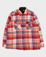 Vintage 1980s Saddle King Quilt Lined Western Snap Button Long Sleeve Flannel Shirt - L
