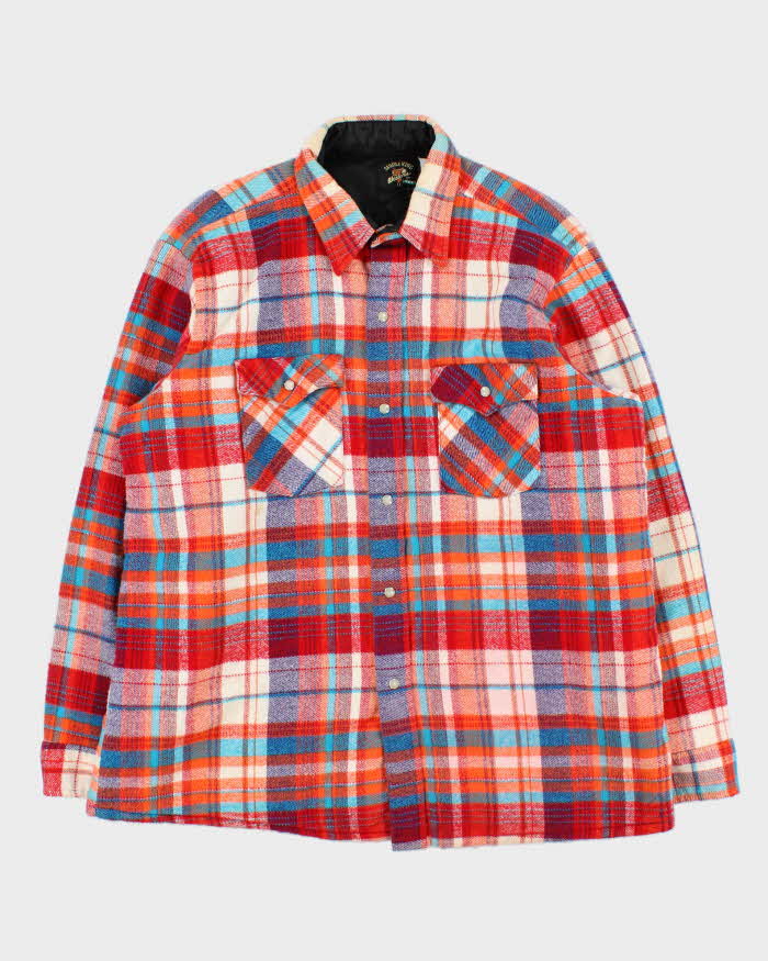 Vintage 1980s Saddle King Quilt Lined Western Snap Button Long Sleeve Flannel Shirt - L