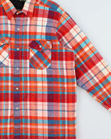 Vintage 1980s Saddle King Quilt Lined Western Snap Button Long Sleeve Flannel Shirt - L