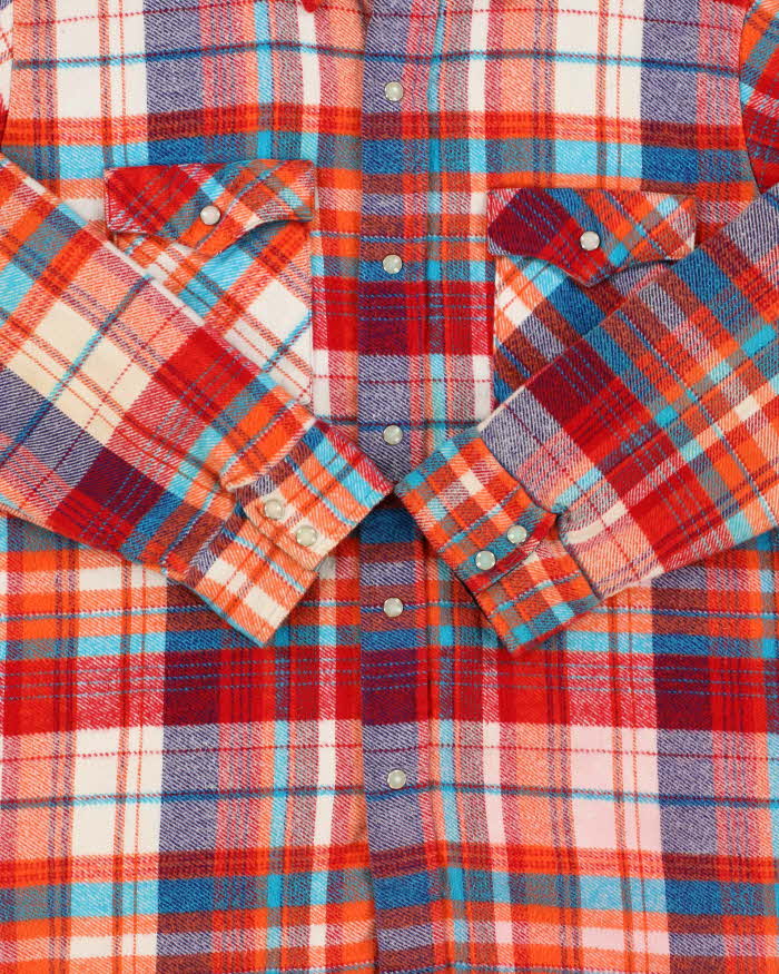 Vintage 1980s Saddle King Quilt Lined Western Snap Button Long Sleeve Flannel Shirt - L