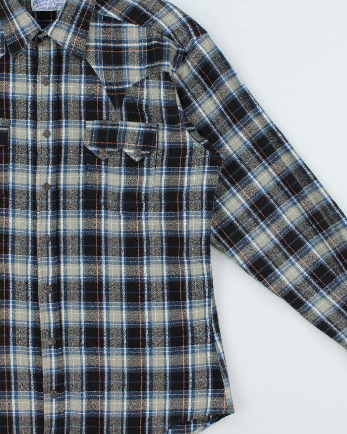 Vintage 1990s Rockmount Made In USA Western Snap Button Long Sleeve Flannel Shirt - L