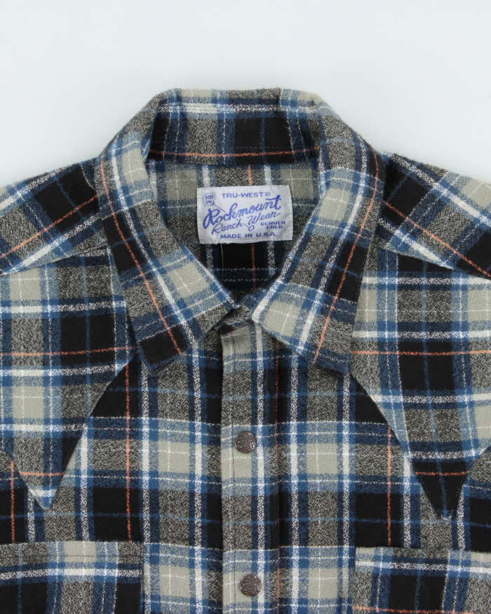 Vintage 1990s Rockmount Made In USA Western Snap Button Long Sleeve Flannel Shirt - L