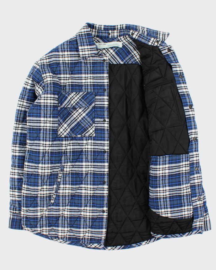 FW2019 Off-White Quilt Lined Heavyweight Oversized Plaid Snap Button Flannel Over Shirt - M