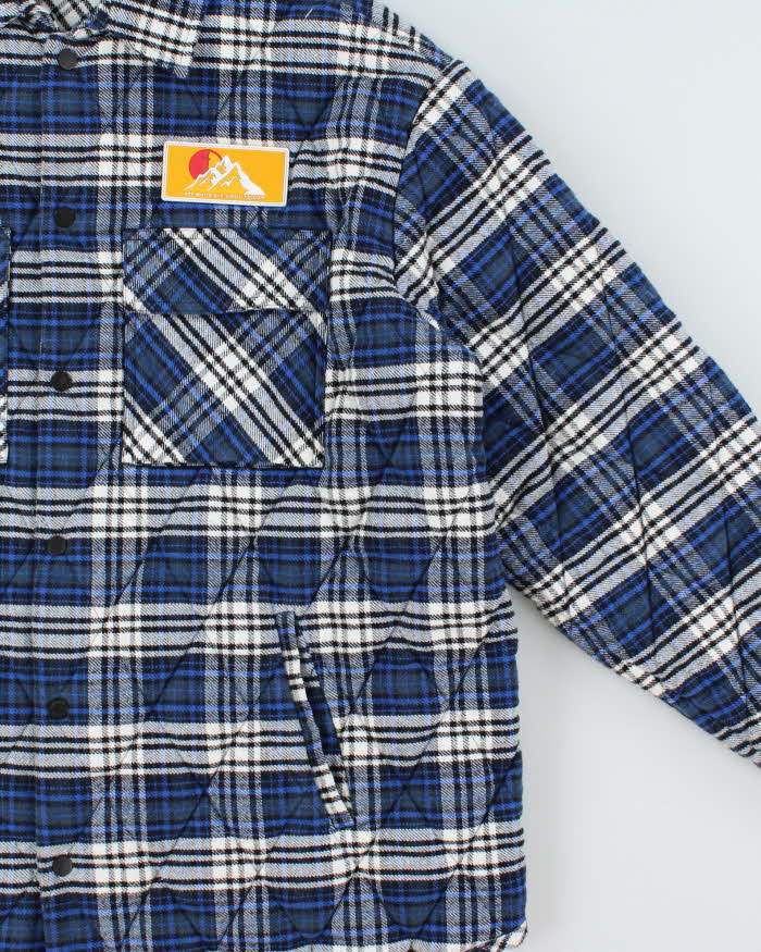 FW2019 Off-White Quilt Lined Heavyweight Oversized Plaid Snap Button Flannel Over Shirt - M