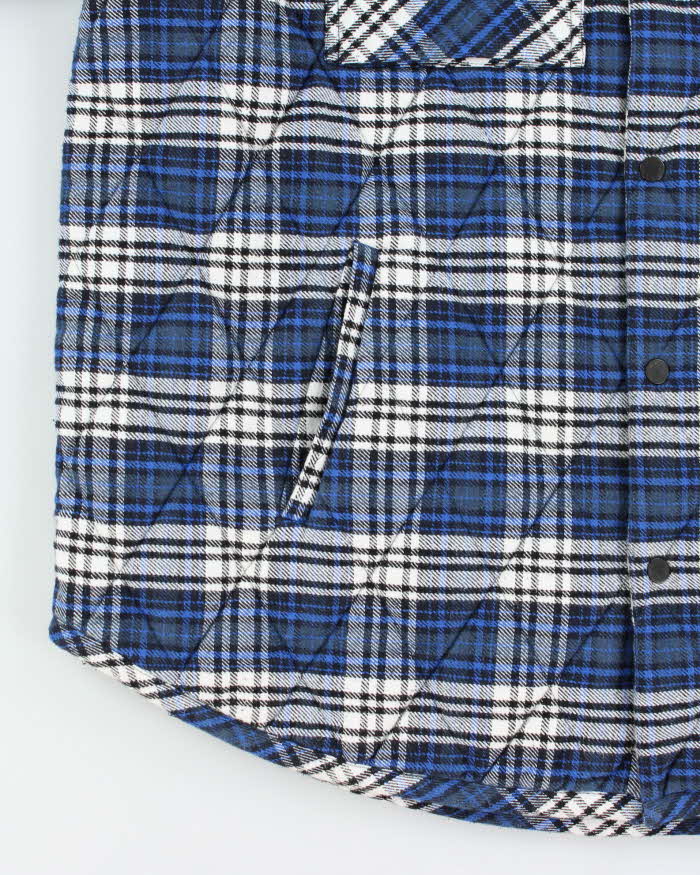 FW2019 Off-White Quilt Lined Heavyweight Oversized Plaid Snap Button Flannel Over Shirt - M