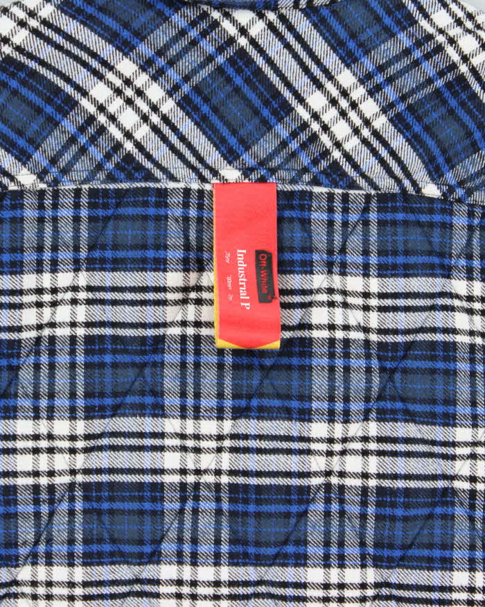 FW2019 Off-White Quilt Lined Heavyweight Oversized Plaid Snap Button Flannel Over Shirt - M