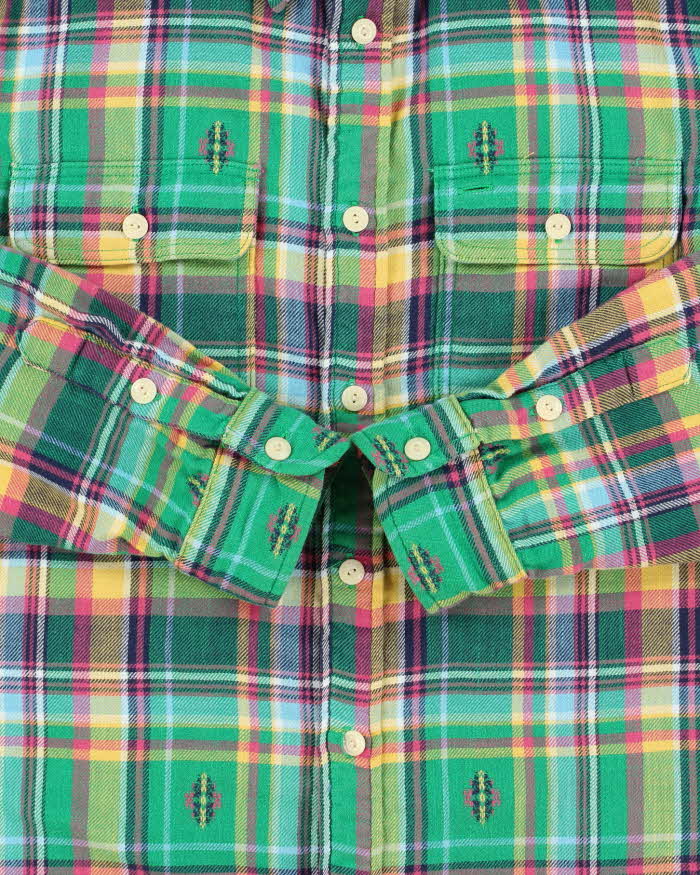 Vintage Polo Ralph Lauren Plaid Navajo Heavyweight Long Sleeve Flannel Shirt - M