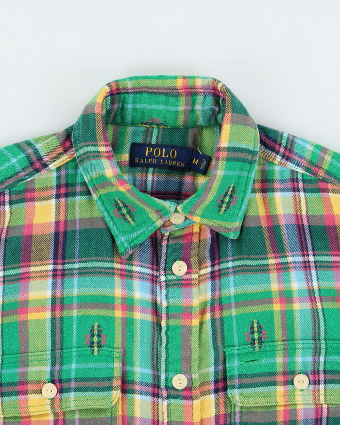 Vintage Polo Ralph Lauren Plaid Navajo Heavyweight Long Sleeve Flannel Shirt - M