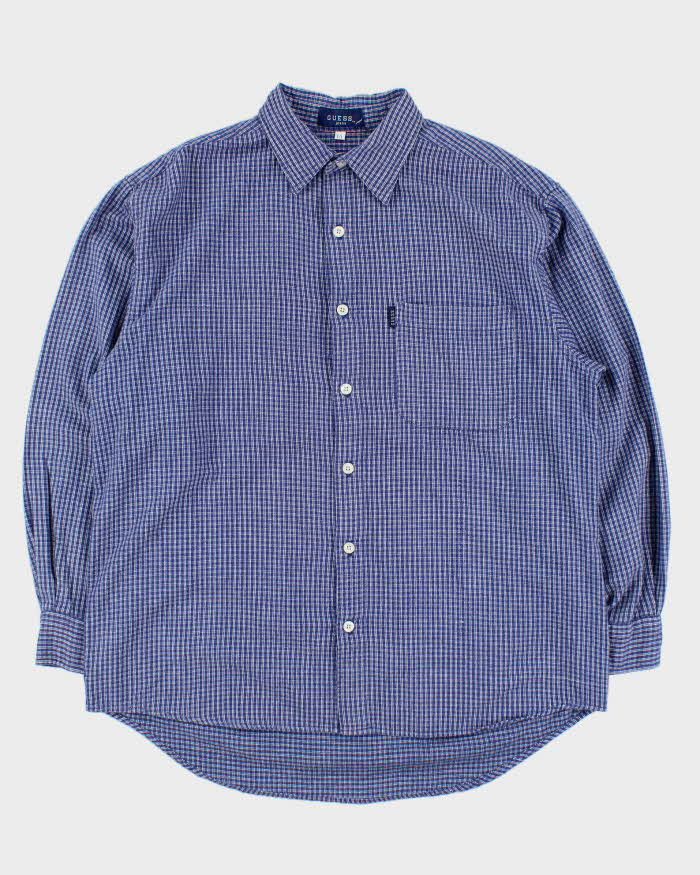 Vintage 1990s Guess Jeans Checked Long Sleeve Flannel Shirt - L