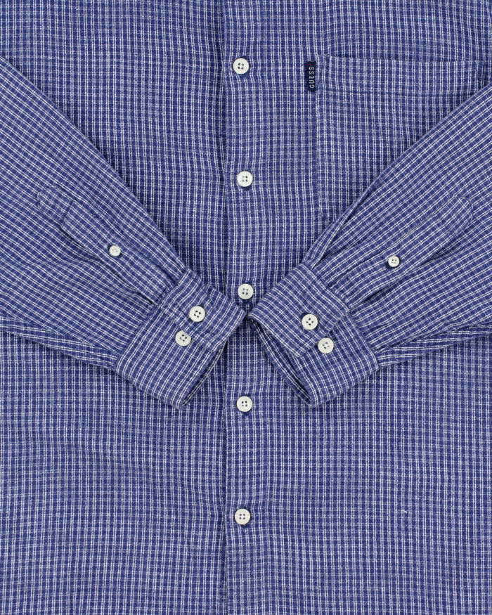 Vintage 1990s Guess Jeans Checked Long Sleeve Flannel Shirt - L