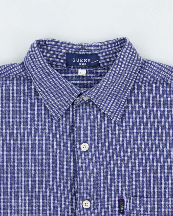Vintage 1990s Guess Jeans Checked Long Sleeve Flannel Shirt - L