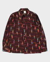 Vintage 1970s Western Graphic Dagger Collared Long Sleeve Shirt - L