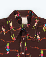 Vintage 1970s Western Graphic Dagger Collared Long Sleeve Shirt - L