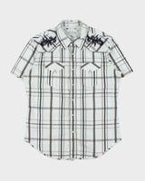 Vintage Y2K 00s Guess Check Embroidered Short Sleeve Shirt - L