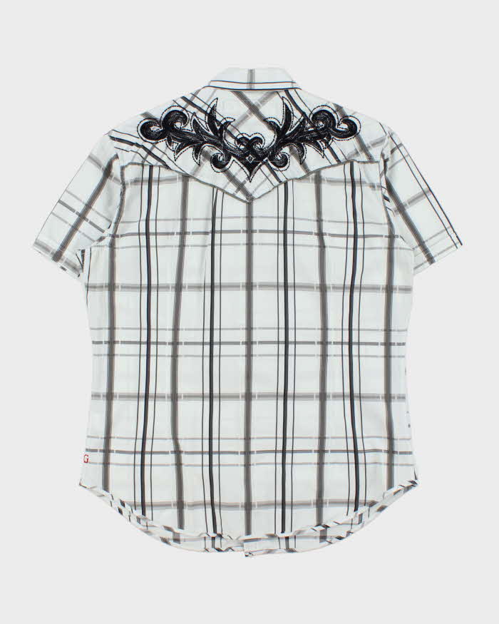 Vintage Y2K 00s Guess Check Embroidered Short Sleeve Shirt - L