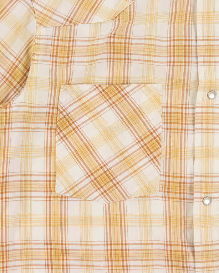 Vintage 1990s Stussy Plaid Snap Button Short Sleeve Shirt - S