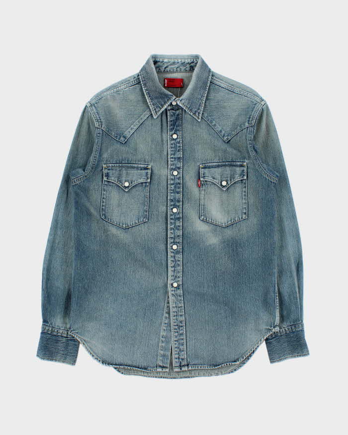 Vintage Y2K 00s Levi's Western Snap Button Long Sleeve Japanese Denim Shirt - M