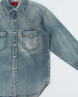 Vintage Y2K 00s Levi's Western Snap Button Long Sleeve Japanese Denim Shirt - M