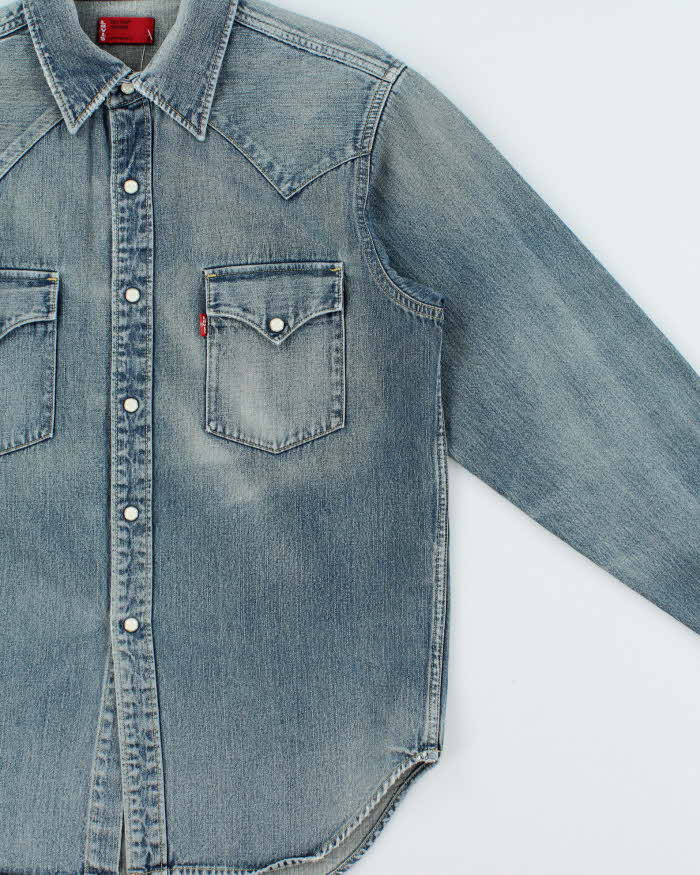 Vintage Y2K 00s Levi's Western Snap Button Long Sleeve Japanese Denim Shirt - M