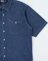Vintage 1990s Polo Ralph Lauren Indigo Denim Short Sleeve Workwear Shirt - L