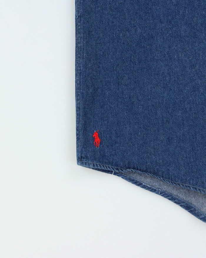 Vintage 1990s Polo Ralph Lauren Indigo Denim Short Sleeve Workwear Shirt - L