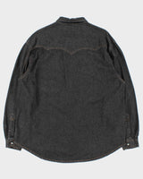 Vintage 1990s Subway Italian Snap Button Western Raw Denim Long Sleeve Shirt - L