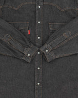Vintage 1990s Subway Italian Snap Button Western Raw Denim Long Sleeve Shirt - L