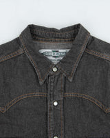 Vintage 1990s Subway Italian Snap Button Western Raw Denim Long Sleeve Shirt - L