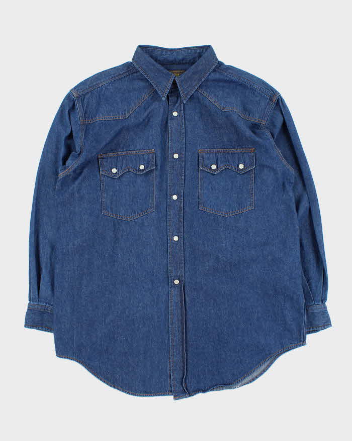 Vintage 1990s Dodgest Japanese Denim Snap Button Western Long Sleeve Shirt - L