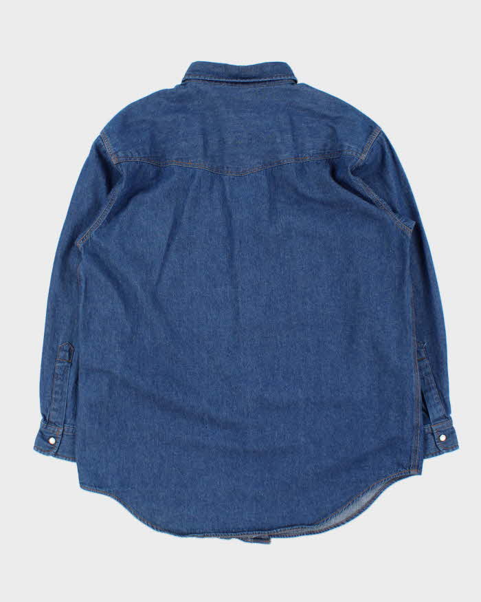 Vintage 1990s Dodgest Japanese Denim Snap Button Western Long Sleeve Shirt - L