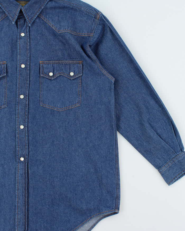 Vintage 1990s Dodgest Japanese Denim Snap Button Western Long Sleeve Shirt - L