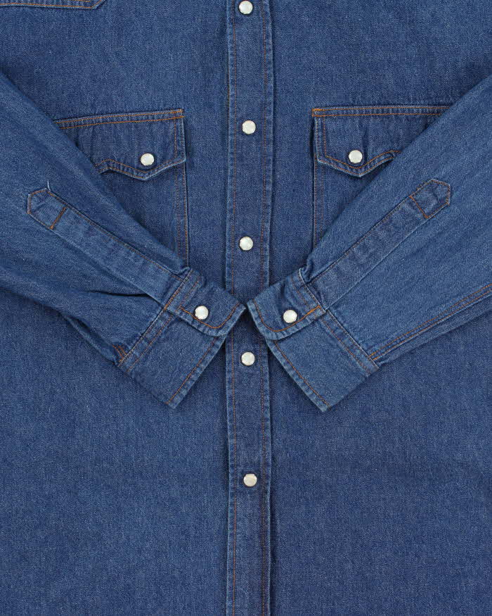 Vintage 1990s Dodgest Japanese Denim Snap Button Western Long Sleeve Shirt - L
