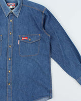 Vintage 1980s Budweiser Embroidered Denim Long Sleeve Shirt - XL
