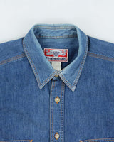 Vintage 1980s Budweiser Embroidered Denim Long Sleeve Shirt - XL