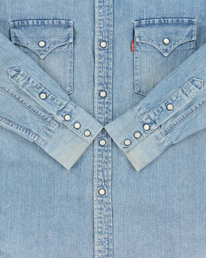 Vintage Y2K 00s Levi's Japanese Denim Snap Button Long Sleeve Western Shirt - L