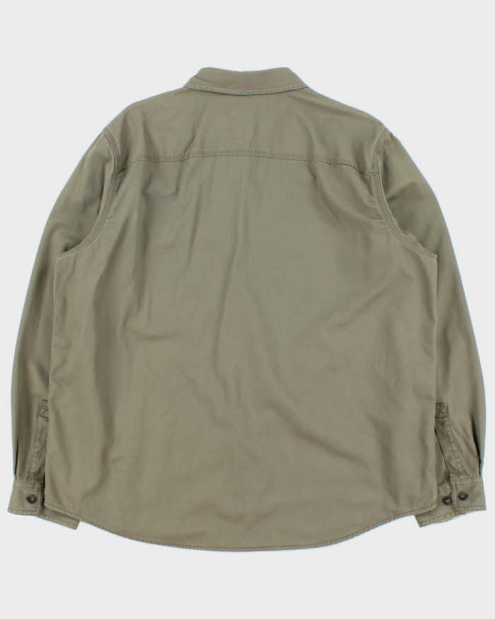 Vintage 00s L.L.Bean Khaki Blanket Lined Long Sleeve Workwear Shirt - XXL