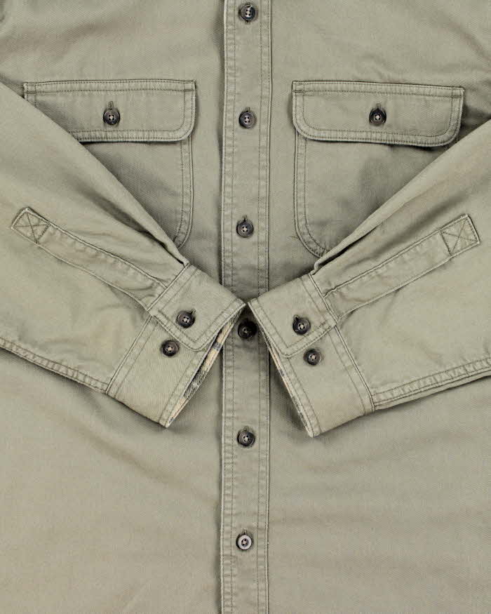 Vintage 00s L.L.Bean Khaki Blanket Lined Long Sleeve Workwear Shirt - XXL