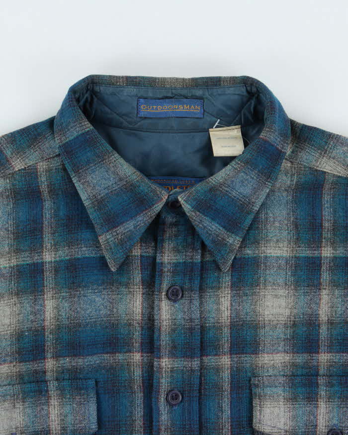 Vintage 00s Pendleton Outdoorsman Made In USA Wool Plaid Flannel Shirt - L