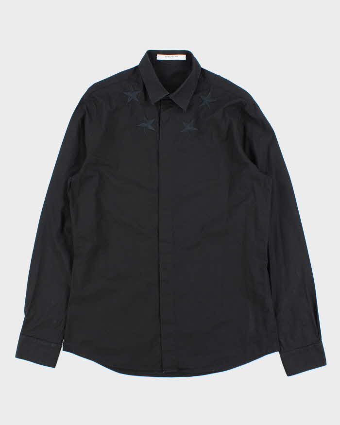 Vintage Givenchy Embroidered Star Contemporary Fit Long Sleeve Shirt - M
