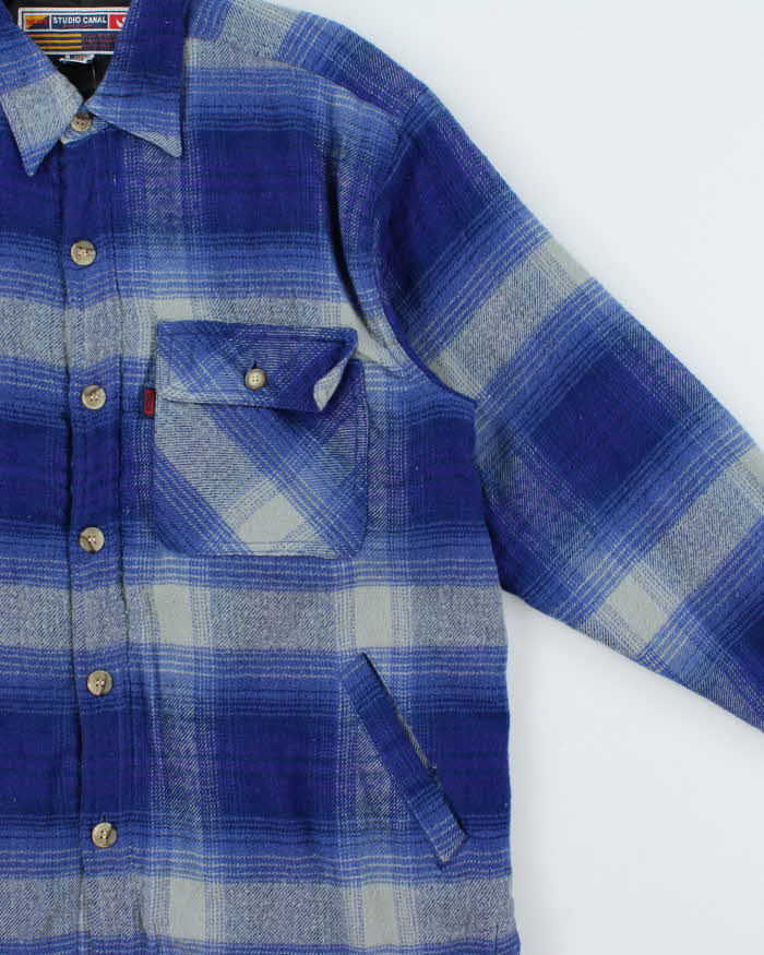 Vintage 1990s Scope Studio Canal Thermo Lined Wool Plaid Long Sleeve Flannel Workwear Shirt - M