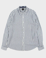 Vintage Guess Striped Linen Regular Fit Long Sleeve Shirt - L