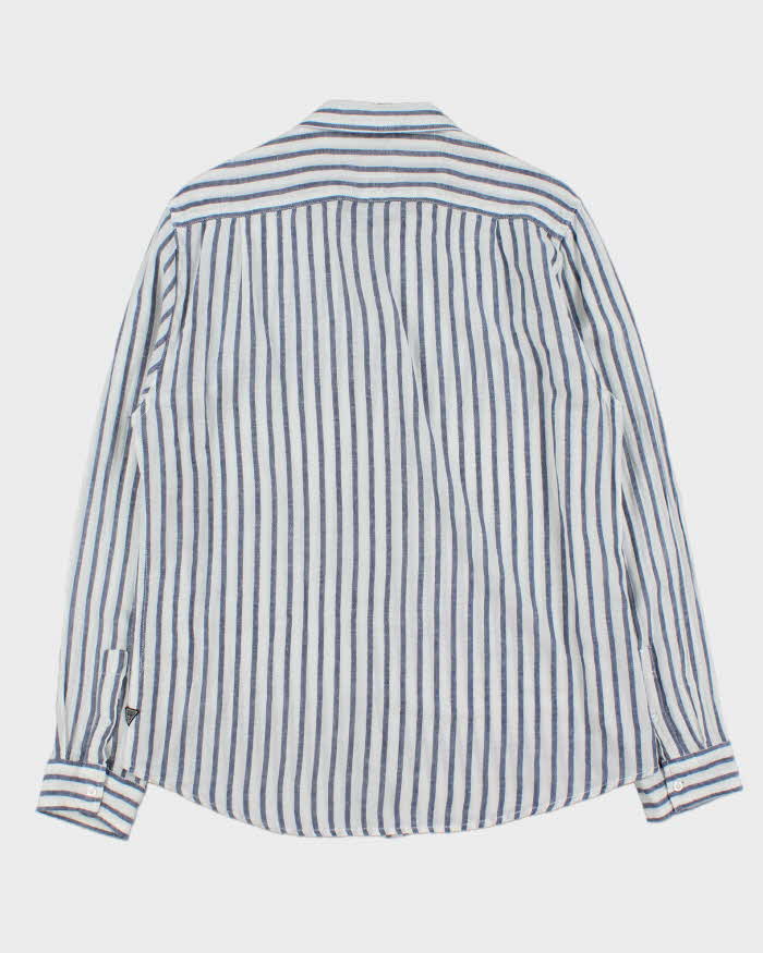 Vintage Guess Striped Linen Regular Fit Long Sleeve Shirt - L
