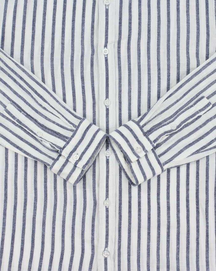 Vintage Guess Striped Linen Regular Fit Long Sleeve Shirt - L