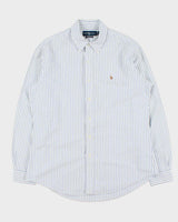 Vintage 1990s Polo Ralph Lauren Striped Oxford Custom Fit Long Sleeve Shirt - L