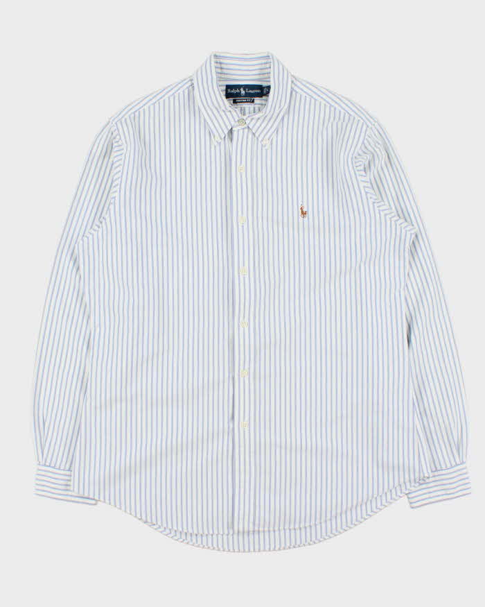 Vintage 1990s Polo Ralph Lauren Striped Oxford Custom Fit Long Sleeve Shirt - L