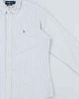 Vintage 1990s Polo Ralph Lauren Striped Oxford Custom Fit Long Sleeve Shirt - L