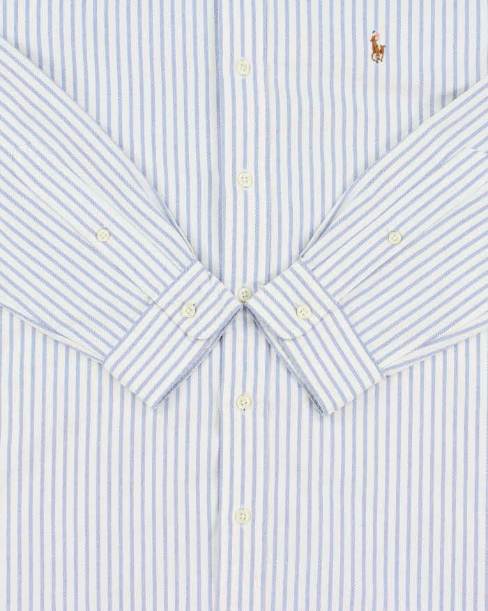 Vintage 1990s Polo Ralph Lauren Striped Oxford Custom Fit Long Sleeve Shirt - L