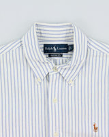 Vintage 1990s Polo Ralph Lauren Striped Oxford Custom Fit Long Sleeve Shirt - L
